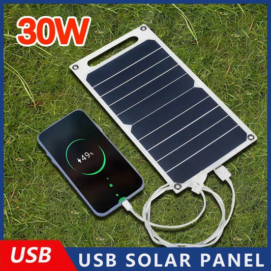 Bateria portátil painel solar de 30w com usb, à prova d'água,  painel de carregamento 6.8v